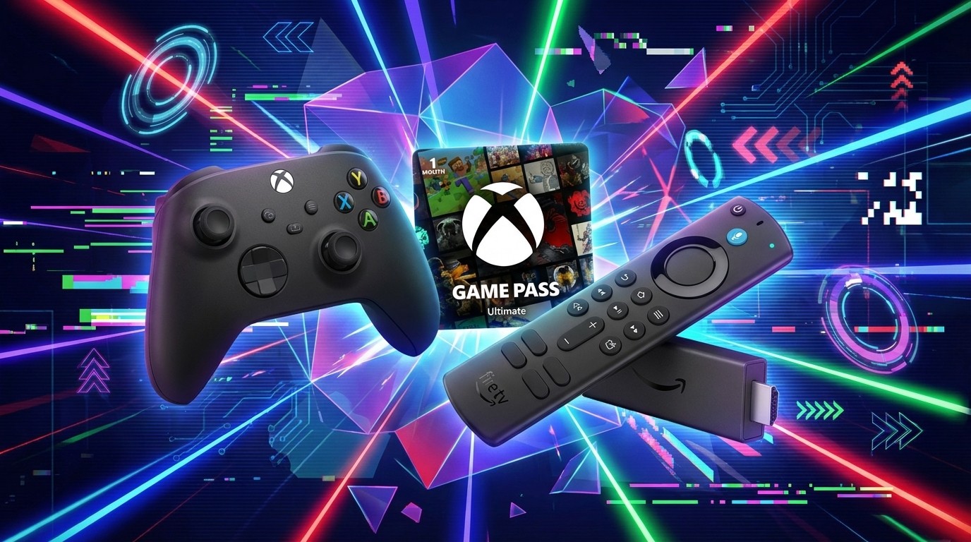 AI Generated image of an Xbox controller, Xbox Game Pass, and an Amazon TV Fire Stick 4K visualized