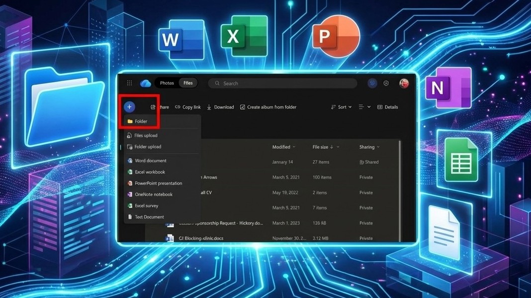 OneDrive web interface for copying files.