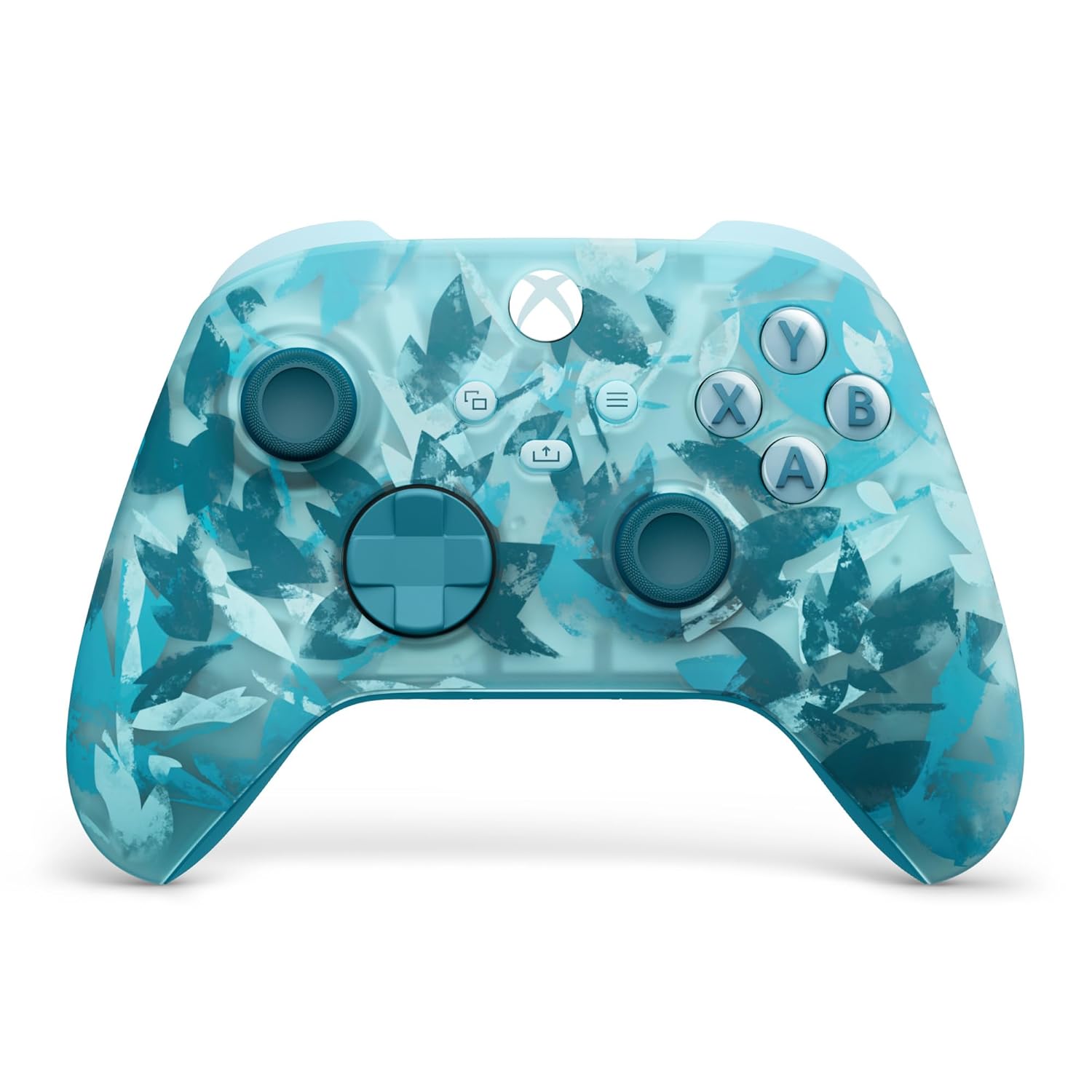 Xbox controller in blue and white shattered design